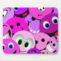 PURPLE AND PINK SMILEY FACES COLLAGE MOUSEPAD