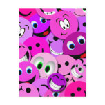 PURPLE AND PINK SMILEY FACES COLLAGE postcards