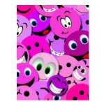 PURPLE AND PINK SMILEY FACES COLLAGE POSTCARDS
