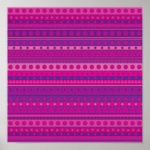 Purple and Pink Stripy Stars and Spots Pattern Poster