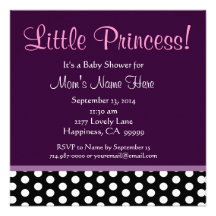 Purple and Polka Dots Little Princess Baby Shower Personalized Invitations