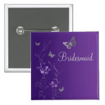 Purple and Silver Butterfly Floral Bridesmaid Pin