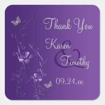 Purple and Silver Floral with Butterflies Sticker