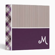 Purple and Tan Plaid Vinyl Binder