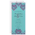 Purple and Teal Damask Wedding Invitation