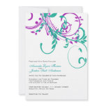Purple and Teal Double Floral Wedding Invitation