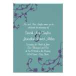 Purple and Teal Floral Swirl Wedding Invitation