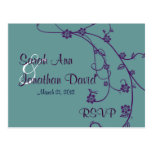Purple and Teal RSVP Wedding Postcard