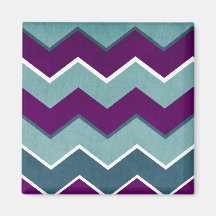 Purple and Teal Zig Zag Pattern Fridge Magnets