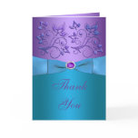 Purple and Turquoise Floral Thank You Card