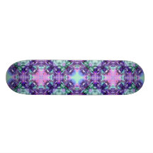 Purple and Turquoise Hippy Fractal Pattern Skateboard