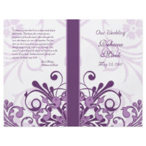 Purple and White Abstract Floral Wedding Program