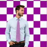 Purple and White Chequerboard Necktie