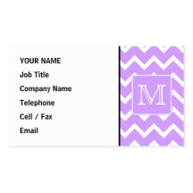 Purple and White Chevron Design. Custom Monogram. Business Card Template