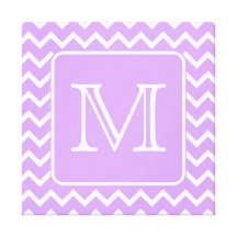 Purple and White Chevron Design. Custom Monogram. Gallery Wrap Canvas