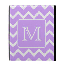 Purple and White Chevron Design. Custom Monogram. iPad Folio Covers