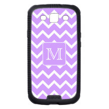 Purple and White Chevron Design. Custom Monogram. Samsung Galaxy S3 Cover