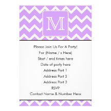 Purple and White Chevron Design. Custom Monogram. Custom Invites
