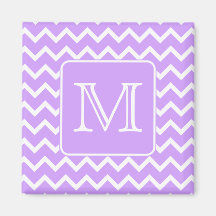 Purple and White Chevron Design. Custom Monogram. Fridge Magnets