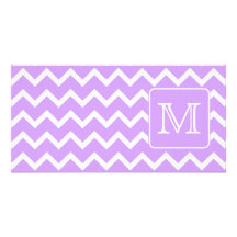 Purple and White Chevron Design. Custom Monogram. Customized Photo Card