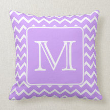 Purple and White Chevron Design. Custom Monogram. Pillows