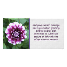 Purple and White Dahlia Personalized Photo Card