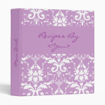 Purple and White Damask Recipe Cook Book Binder