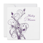 Purple and White Floral on Linen Square Invitation