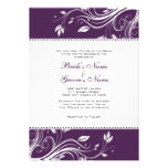 Purple and White Floral Swirls Wedding Invitation