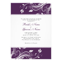 Purple and White Floral Swirls Wedding Invitation