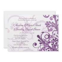Purple and White Floral Wedding Invitation