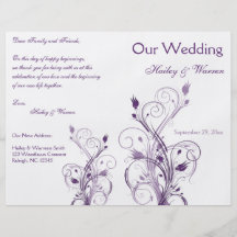 Purple and White Floral Wedding Program Full Colour Flyer