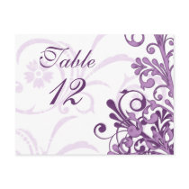 Purple and White Floral Wedding Table Cards