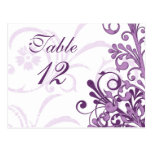 Purple and White Floral Wedding Table Cards Postcard
