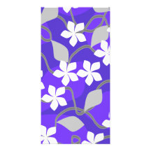 Purple and White Flowers. Floral Pattern. Photo Card Template