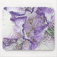 Purple and white iris mouse pad