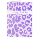 Purple and White Leopard Print Birthday Card