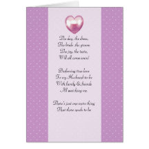 purple and white polka dot Be my bridemaid card