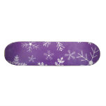 Purple and White Snowflake Pattern Skate Deck