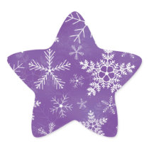 Purple and White Snowflake Pattern Star Stickers