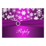Purple and White Snowflakes Wedding Reply Card Invitation