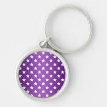 Purple and White Star Pattern Key Chain