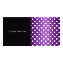 Purple and White Star Pattern Customized Photo Card