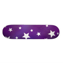 Purple and White Star Pattern Skateboard Deck