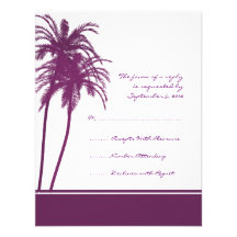 Purple and White Tropical Palms Invitation RSVP