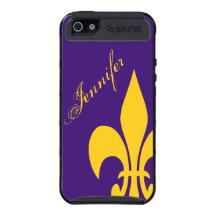 Purple and Yellow Fleur de Lis  iPhone 5 case
