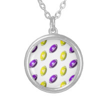 Purple and Yellow Football Pattern Custom Necklace