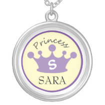 Purple and Yellow Monogram Princess Necklace necklaces