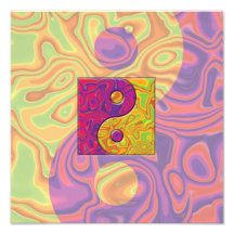 Purple and Yellow Yin Yang Symbol Photo