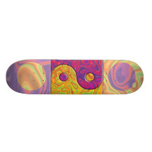 Purple and Yellow Yin Yang Symbol Skate Boards